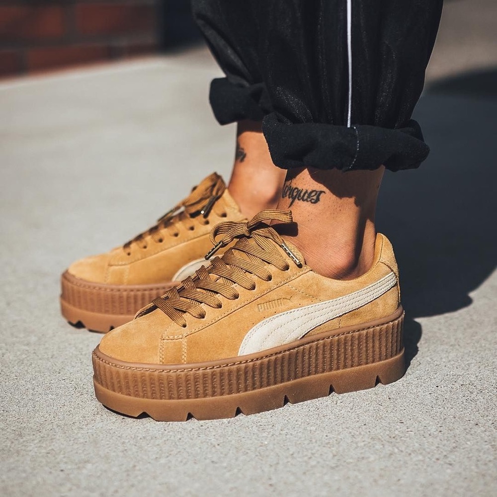 Fenty Puma suede Cleated Creepers - Tan
